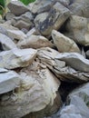 the cliff section of the hill looks like rocks piled on top of each other