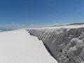 Cliff shaped sandbar at Big Beach Praia Grande Royalty Free Stock Photo