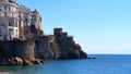 Cliff side village homes and sea of the Amalfi coast in Italy.