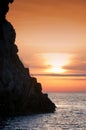 Cliff Strombolicchio, sunset, Italy Royalty Free Stock Photo