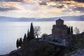 Cliff-top church of Saint Joan at Kaneo or St. Jovan Kaneo Royalty Free Stock Photo