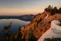 Cliff Walls Along the Route to Garfield Peak Light up in Crater Lake National Park