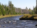 Columnar basalt at Sheepeater Cliff by Gardner River in Yellowstone NP