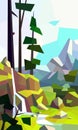 Low poly brook landscape Royalty Free Stock Photo