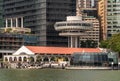 The Clifford Pier Restaurant and OUE-tower in Singapore Royalty Free Stock Photo