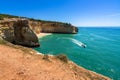 Cliffs of Algarve overlooking the Atlantic Ocean above the Benagil cave, Lagoa, Portuga