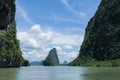 Cliffs Along the Bay surrounded by Islands with Mangroves Royalty Free Stock Photo