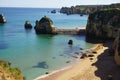 Cliffs and Atlantic ocean in Lagos, Portugal Royalty Free Stock Photo