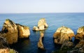 Cliffs and Atlantic ocean in Lagos, Portugal Royalty Free Stock Photo