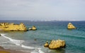 Cliffs and Atlantic ocean in Lagos, Portugal Royalty Free Stock Photo