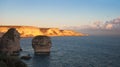 Cliffs of Bonifacio in warm light before sunset, Corsica, France