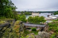 Cliffs and bridge above Fairmount Waterworks in Philadelphia, Pennsylvania