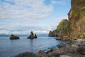 Cliffs of the coast of Heimaey island in Vestmannaeyjar in Iceland