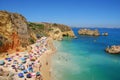 Cliffs at the Dona Ana beach, Algarve coast Royalty Free Stock Photo