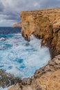 Cliffs of Dwejra, location of the collapsed Azure Window on the island of Gozo, Mal Royalty Free Stock Photo