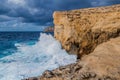 Cliffs of Dwejra, location of the collapsed Azure Window on the island of Gozo, Mal Royalty Free Stock Photo