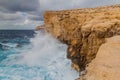 Cliffs of Dwejra, location of the collapsed Azure Window on the island of Gozo, Mal Royalty Free Stock Photo