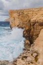 Cliffs of Dwejra, location of the collapsed Azure Window on the island of Gozo, Mal Royalty Free Stock Photo