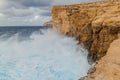 Cliffs of Dwejra, location of the collapsed Azure Window on the island of Gozo, Mal Royalty Free Stock Photo