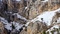 Aerial view of the snow-capped peaks of the mountains in the interior of Alicante. Royalty Free Stock Photo