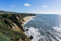 Cliffs and large half moon shaped beach, Pacific Ocean Coast, Half Moon Bay, California Royalty Free Stock Photo