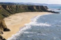 Cliffs and large half moon shaped beach, Pacific Ocean Coast, Half Moon Bay, California