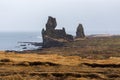 The cliffs at Londrangar, two basalt pinnacles rising from sea