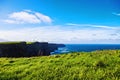 Cliffs of Moher at Alantic Ocean in Western Ireland with waves battering against the rocks