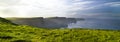 Cliffs of Moher Burren, green grass, morming, County Clare, Ireland