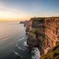 Moher in Ireland, showcasing dramatic limestone cliffs towering over Royalty Free Stock Photo