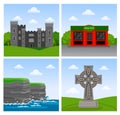 Cliffs of Moher, Malahide castle, irish pub, celtic cross.