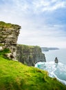 Cliffs of Moher Panorama beach sea view in Ireland ocean coast. Royalty Free Stock Photo