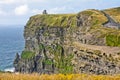 Cliffs of Moher, view with O`Brien`s Tower, county Clare, Ireland Royalty Free Stock Photo