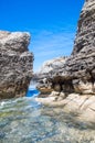 Cliffs near Azure Window at Gozo Island, Malta. Royalty Free Stock Photo