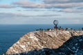 Cliffs of the North Cape: the famous large metallic sphere