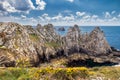 Cliffs and ocean on the coast of Brittany Bretagne, France Royalty Free Stock Photo