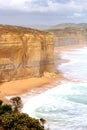 Panorama of impressive cliffs, ocean and misty beaches at the Great Ocean Road, Australia