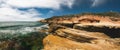 Cliffs and ocean. Panoramic view Sunset Cliffs Natural Park at Point Loma in San Diego, California