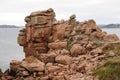 Cliffs on the Pink Granite Coast in Brittany, France Royalty Free Stock Photo