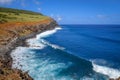 Cliffs on Rano Kau volcano in Easter Island Royalty Free Stock Photo
