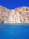 The cliffs and rock formations of Polyaigos, an island of the Greek Cyclades Royalty Free Stock Photo