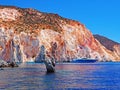 The cliffs and rock formations of Polyaigos, an island of the Greek Cyclades Royalty Free Stock Photo