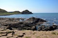 Cliffs and rock by the north ireland sea with giant causeway Royalty Free Stock Photo