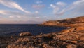 Rocky Beach of Dwejra Bay, Gozo Island Malta Royalty Free Stock Photo