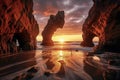 Cliffs and rocks erosion at the beach Royalty Free Stock Photo