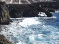 Cliffs and salt mine in La Palma Island. Spain. Royalty Free Stock Photo