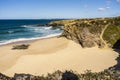 Cliffs and sand on Cerca Nova Beach, Alentejo, Portugal Royalty Free Stock Photo