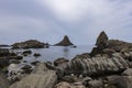 Cliffs on the sicilian coast in Aci Trezza Royalty Free Stock Photo