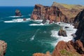 Cliffs at St Lawrence Madeira Showing Unusual Vertical Rock Form Royalty Free Stock Photo