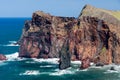 Cliffs at St Lawrence Madeira showing unusual vertical rock form Royalty Free Stock Photo